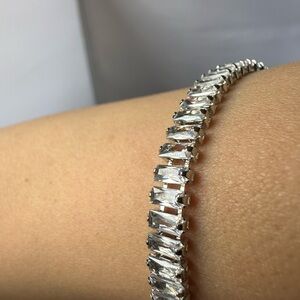925 Sterling Silver Tennis Bracelet with Zircon Crystals 18CM